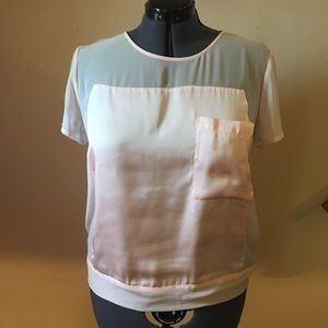 Baby pink sheer and satin tee